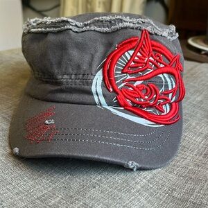 Alaska Wild Gear Hat Cap Embroidered Gray Distressed Red Fish Fishing